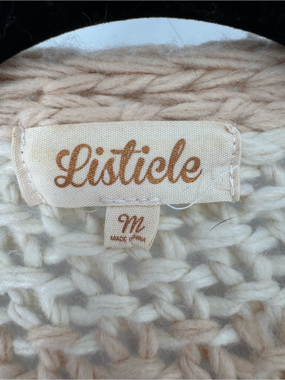 Listicle crochet, retro whimsy Cream Open-Knit Cardigan with Multicolor Stripes - Picture 3 of 4